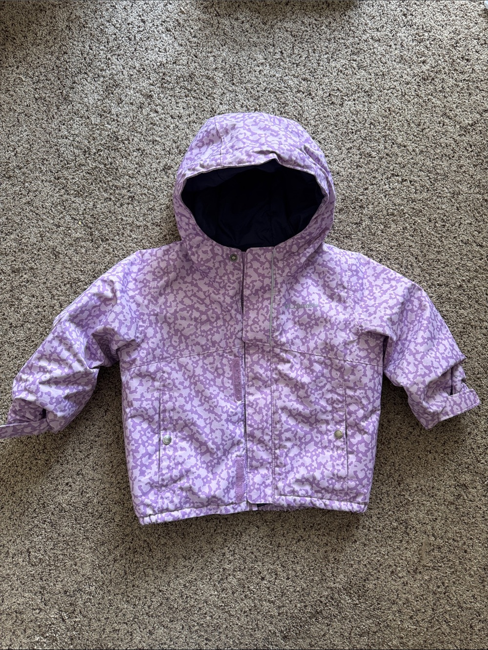 Girls' Lavender Hooded Raincoat with Subtle Floral Print